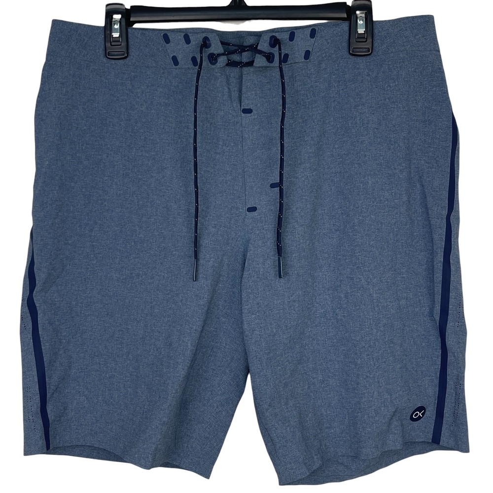 Outerknown Apex Board Shorts Mens 33 Blue Heather Stretch Swim Trunks 9"